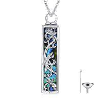 TOUPOP Silver Urn Necklace with Dragonfly-undefined