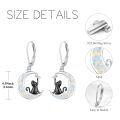 wholesale 925 Sterling Silver Black Cat Crescent Moon Opal Butterfly Drop Earrings-0-3