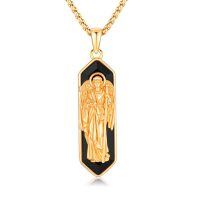 wholesale Gold 925 Sterling Silver Black Onyx Saint Michael Pendant Necklace for Men Women 24 Chain  Idea-St Raphael