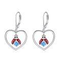 wholesale 925 Sterling Silver Cute Hippo Couple Green Cz Two Tone Drop Earrings-0-0