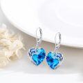 wholesale 925 Sterling Silver Blue Heart-Shaped Crystal Tree of Life Dangle Earrings for Women-0-1
