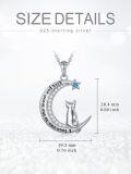 wholesale 925 Sterling Silver Moonstone Star and Cat Pendant Necklace with I Love You to the Moon Inscription - Gifts for Her-0-3