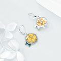 wholesale 925 Sterling Silver Citrine Starburst Leaf Drop Earrings 3D Design Leverback-0-3