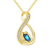wholesale 14k Gold Infinity Necklace With Blue Opal And Lab Diamond Accents-Butterfly