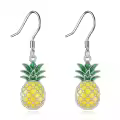 wholesale 925 Sterling Silver Yellow Green Pineapple Drop Earrings Wholesale for Women Summer Beach Fruit Dangle -0-0
