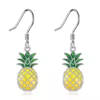 wholesale 925 Sterling Silver Yellow Green Pineapple Drop Earrings Wholesale for Women Summer Beach Fruit Dangle -Pineapple