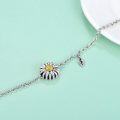 wholesale 925 Sterling Silver Daisy Flower Charm Bracelet with Leaf Pendant and Funnel Set - Memorial Keepsake Jewelry for Ashes Storage-0-3
