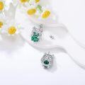 wholesale 925 Sterling Silver Owl Stud Earrings with Lab-Created Emeralds for Women-0-2