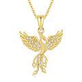 TOUPOP 14K Gold Crystal Phoenix Necklace 16" For Women-0-0