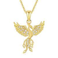 TOUPOP 14K Gold Crystal Phoenix Necklace 16" For Women-undefined