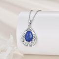 wholesale 925 Sterling Silver Celtic Knot Larimar Teardrop Pendant Necklace for Women-0-3