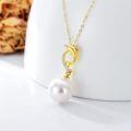 TOUPOP 14K Gold Freshwater Pearl Necklace with Bow/Heart/Dolphin Pendant-0-2