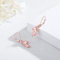 wholesale 925 Sterling Silver Rose Gold Plated Unicorn Head Dangle Leverback Earrings for Women-0-1