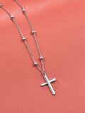 wholesale 925 Sterling Silver Faith Cross Layered Pendant Necklace Religious Jewelry for Women Girls Gifts 45cm Chain Length-0-1