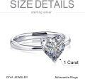 wholesale TOUPOP 1ct Heart Shaped Moissanite Engagement Rings For Women D Color Vvs1 S925 Sterling Silver Heart Cut Moissanite Promise Eternity Wedding Anniversary Christmas Jewelry Gifts For Wife Size 6-9 -0-3