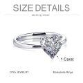 TOUPOP Sterling Silver D Color Vvs1 Heart Moissanite Engagement Ring-0-3