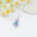 wholesale 925 Sterling Silver Globe & Anchor Necklace with Blue Opal Tridant Pendant-0-2