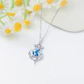 wholesale 925 Sterling Silver Globe & Anchor Necklace with Blue Opal Tridant Pendant-0-2