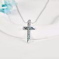 wholesale 925 Sterling Silver Abalone Shell Celtic Cross Witch's Knot Pendant Necklace-0-1