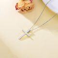 wholesale 14K Rose Gold Simple Cross Pendant Necklace for Women - Chain Length: Adjustable from 32cm to 47cm-0-7