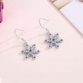wholesale 925 Sterling Silver Blue Crystal Snowflake Dangle Drop Earrings - Holiday s for Women-0-2