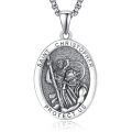 wholesale 925 Sterling Silver Saint Christopher Oval Religious Medal Pendant-0-0