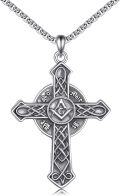 wholesale 925 Sterling Silver Masonic Celtic Cross with Square & Compasses Pendant Necklace for Men Women Freemasonry s 36 Chain-0-0
