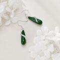 wholesale 925 Sterling Silver Green Jade Twist Drop Earrings for Women-0-3