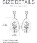 wholesale Sterling Silver Floral Teardrop Earrings w Birth Flower Engraved Gift for Women-0-33
