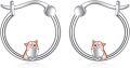 wholesale 925 Sterling Silver Corgi Dog Charm Hoop Earrings Gift for Women-0-0