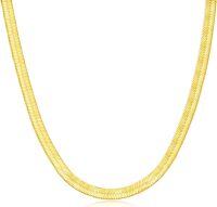 wholesale Gold-Plated 925 Sterling Silver 2MM/3MM/4MM/5MM Italian Herringbone Flat Snake Chain Necklaces for Men Women s-4.5MM 16Inch Gold