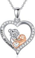 wholesale 925 Sterling Silver Heart Pendant Grandma and Granddaughter Love s for Women-0-0