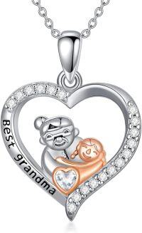 wholesale 925 Sterling Silver Heart Pendant Grandma and Granddaughter Love s for Women-H-Grandma