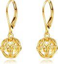 wholesale 14K Gold Heart Filigree Teardrop Leverback Dangle Earrings for Women - Birthday Gift Ideas-0-0