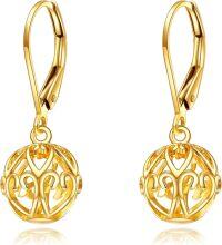 wholesale 14K Gold Heart Filigree Teardrop Leverback Dangle Earrings for Women - Birthday Gift Ideas-Ball B