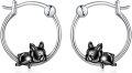 wholesale 925 Sterling Silver French Bulldog Hoop Earrings - Adorable Dog Gift for Her-0-5