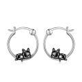 wholesale 925 Sterling Silver French Bulldog Hoop Earrings Wholesale Sleepy Dog Charm Jewelry-0-5