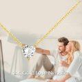 wholesale 14K Gold Chain with Heart-Shaped Moissanite Pendant - 1CT Diamond Alternative Necklaces for Women-0-5