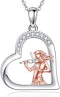 wholesale 925 Sterling Silver Heart Pendant Necklace with Violin Player Design for Women's Musical Gift-0-0