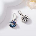 wholesale 925 Sterling Silver Turtle Moon Blue Crystal Leverback Earrings Sea Life s for Women Girls-0-4