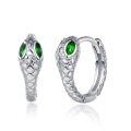 wholesale 925 Sterling Silver Snake Green Stone Hypoallergenic Hoop Earrings for Women and Girls-0-0