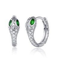 wholesale 925 Sterling Silver Snake Green Stone Hypoallergenic Hoop Earrings for Women and Girls-20-Snake hoop