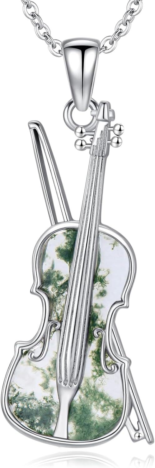 Sterling Silver Music Clarinet Guitar Pick Pendant Necklace Jewelry Gift for Women-Guitar