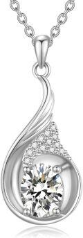 wholesale 925 Sterling Silver Teardrop Pendant with Cubic Zirconia I Love You Necklace for Women Gifts-0-0