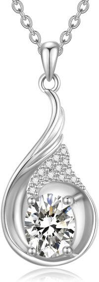 wholesale 925 Sterling Silver Teardrop Pendant with Cubic Zirconia I Love You Necklace for Women Gifts-Silver