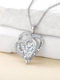 wholesale TOUPOP Forever Love Heart Necklaces For Women Wedding Anniversary Birthday Gift For Wife S925 Silver Jewelry With Zircon Pendant Ideal Chrismas Valentine's Or Mothers Day Gifts For Her -0-1