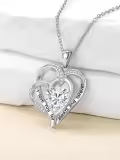 TOUPOP S925 Silver Zircon Forever Love Heart Necklace Gift For Her-0-1
