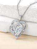 TOUPOP S925 Silver Zircon Forever Love Heart Necklace Gift For Her-0-1