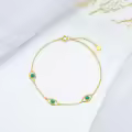 wholesale 14K Gold Turquoise Evil Eye Chain Anklets Wholesale for Women - 7 Inches s for Wife and Mom-0-3