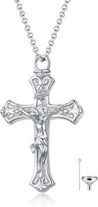 wholesale 925 Sterling Silver 925 Cross Necklace w/Funnel Kit - Keepsake Memorial Jewelry-Crucifix Non-personalized-Crucifix Personalized